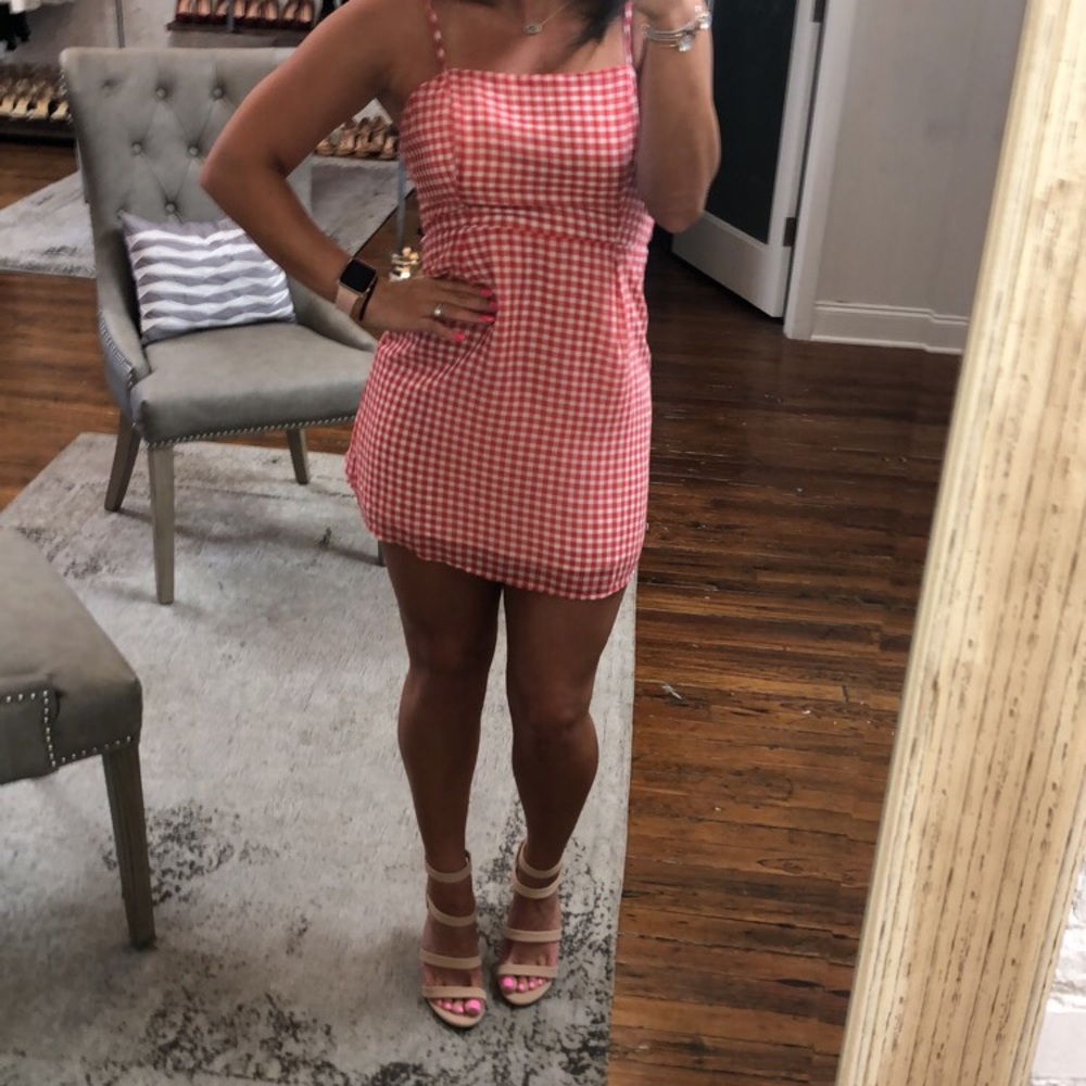 Red and white gingham dress